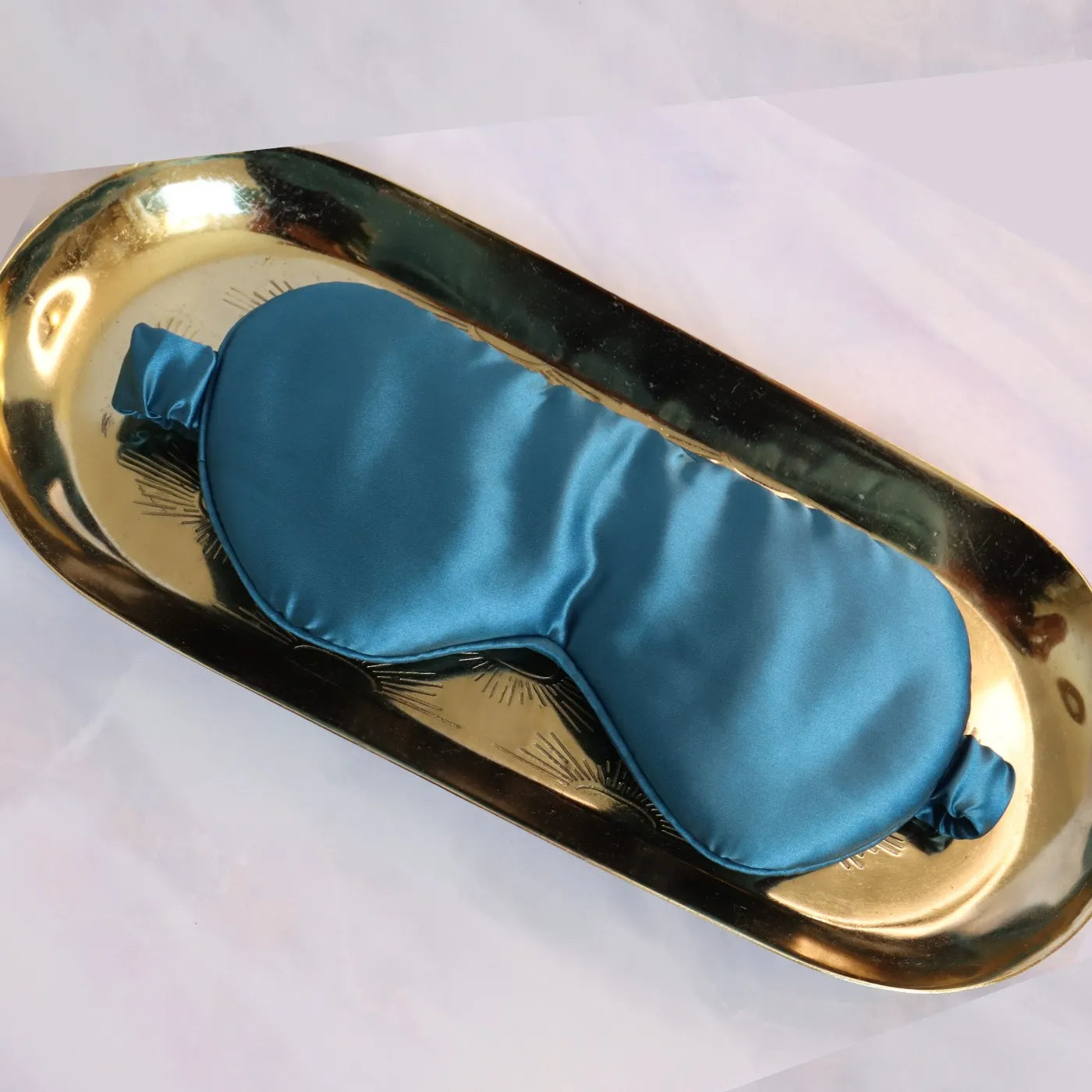 Luxury 22mm 100% Mulberry Silk Eye Mask in Teal Blue 22 mm Real Silk
