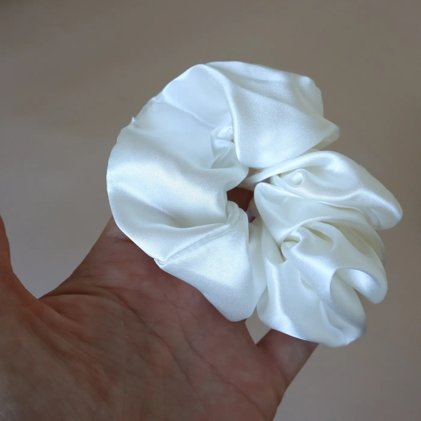 4 White silk scrunchies hair ties uk real silk