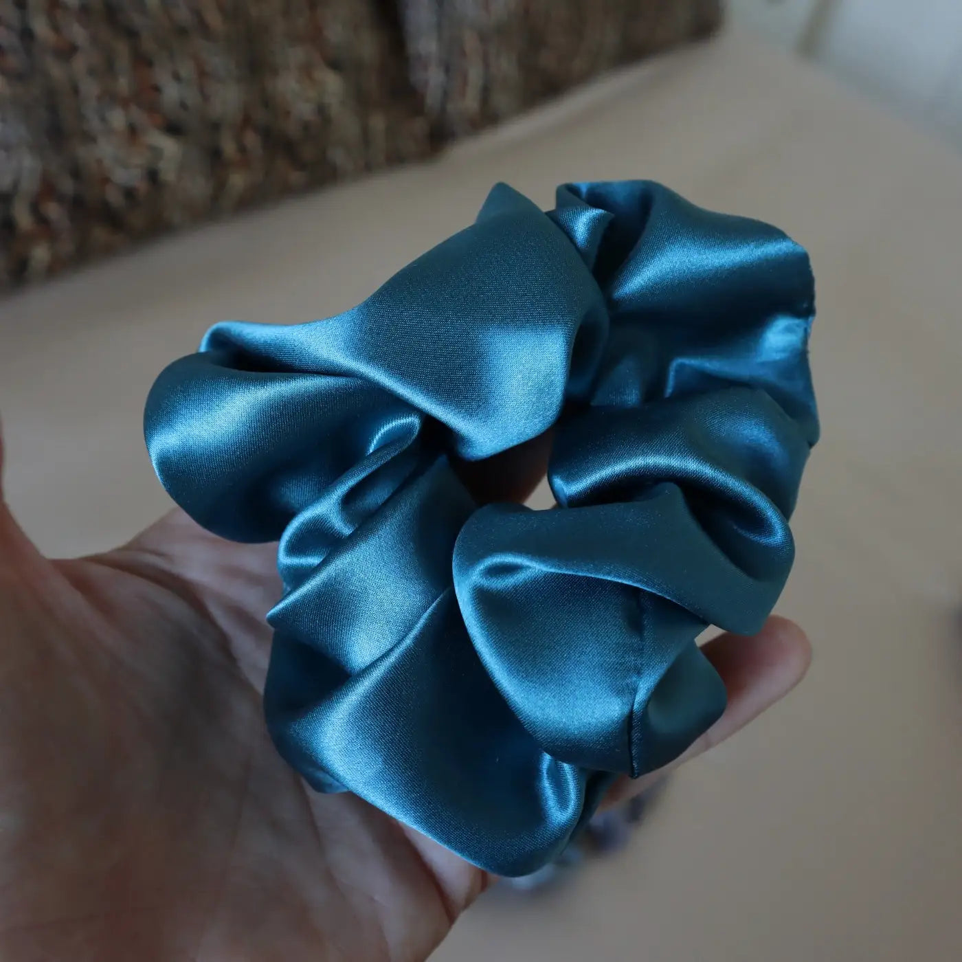 4 Silk Hair Scrunchie Set Hair Ties Mulberry - Navy Blue, Grey, Teal, Light Blue