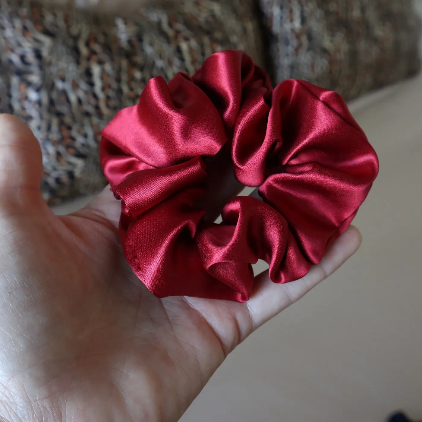 4 Silk Hair Scrunchie Set Ties Real Silk - Pink, Red, Gold, White