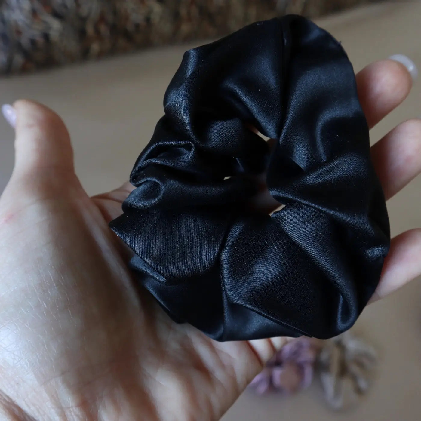 4 Silk Hair Scrunchie Ties Set - Red, White, Gold, Black