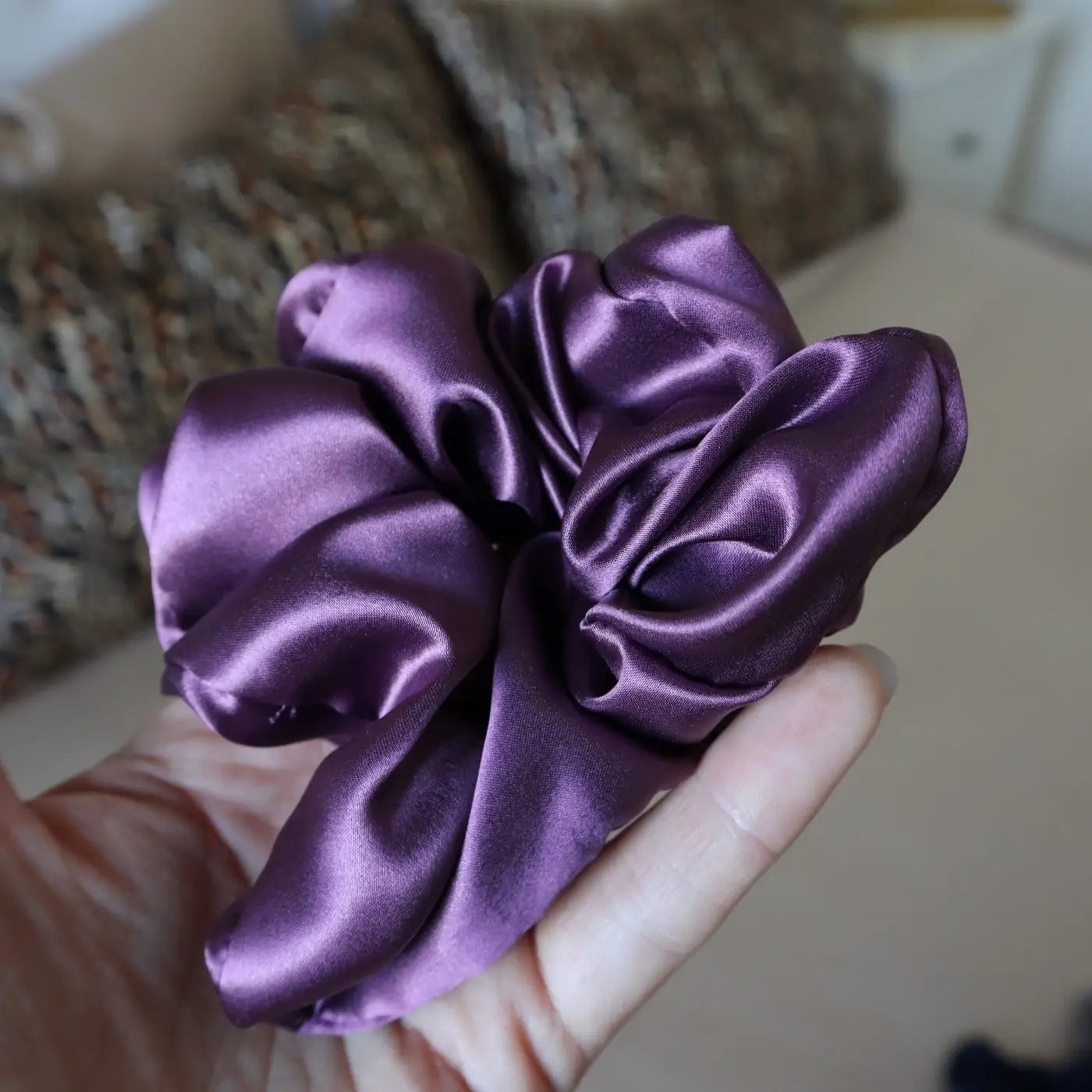 4 Silk Hair Scrunchie Set - Pink, Purple, Teal, Light Blue Hair Ties