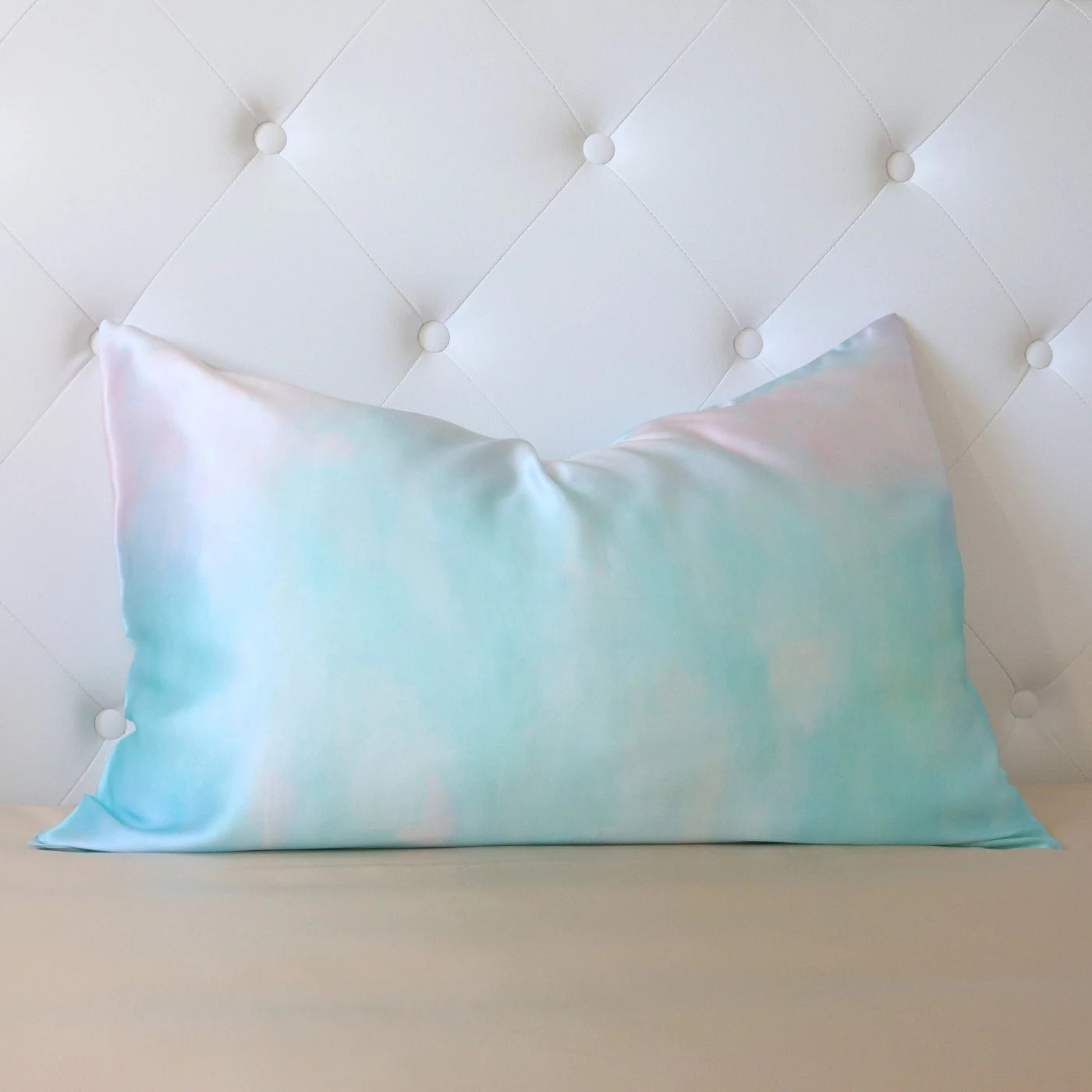 Aqua Light Blue Pink Gradient Unicorn Real Silk Pillowcase 22 Momme MM Mulberry Silk Zipper UK Ireland