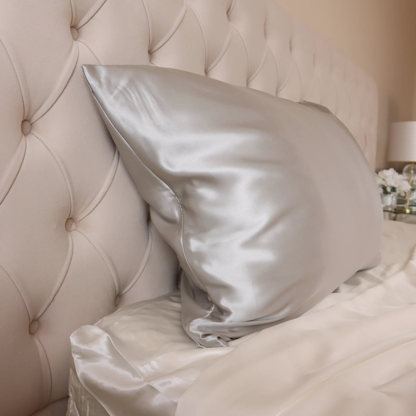 100% Real Mulberry Silk Pillowcase With Zipper 22 Momme 6A Grade Highest quality luxury silk pillows UK USA ES CA queen king standard light grey silver