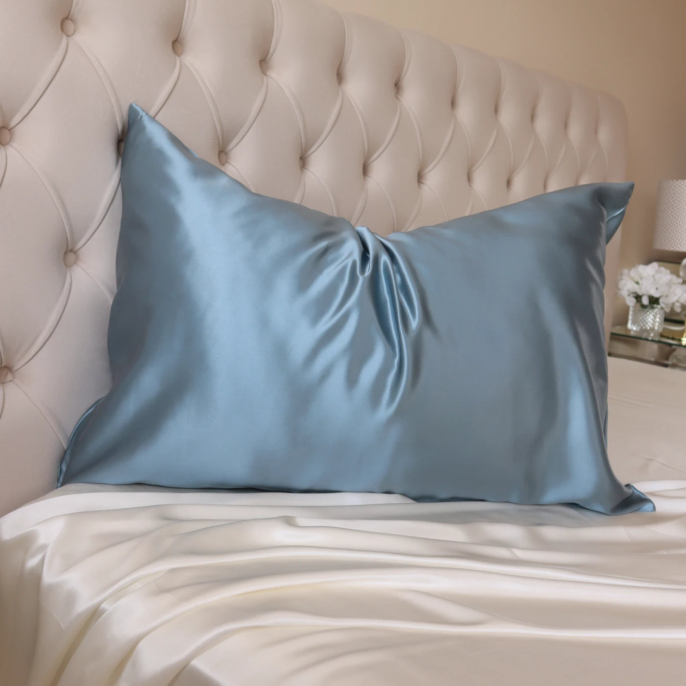 Light Blue Petrol Grey Duck Egg Silk Pillowcase Muberry 22 Momme UK Ireland Real Silk