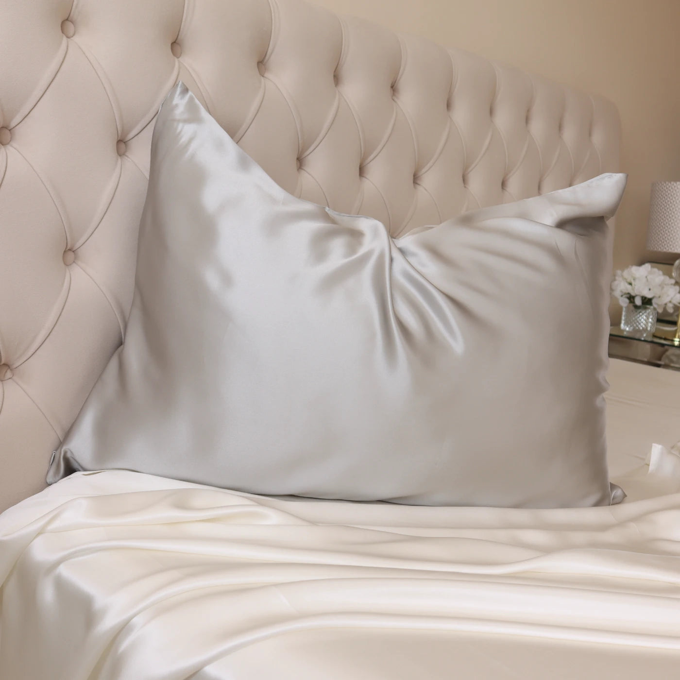 100% Real Mulberry Silk Pillowcase With Zipper 22 Momme 6A Grade Highest quality luxury silk pillows UK USA ES CA queen king standard light grey silver