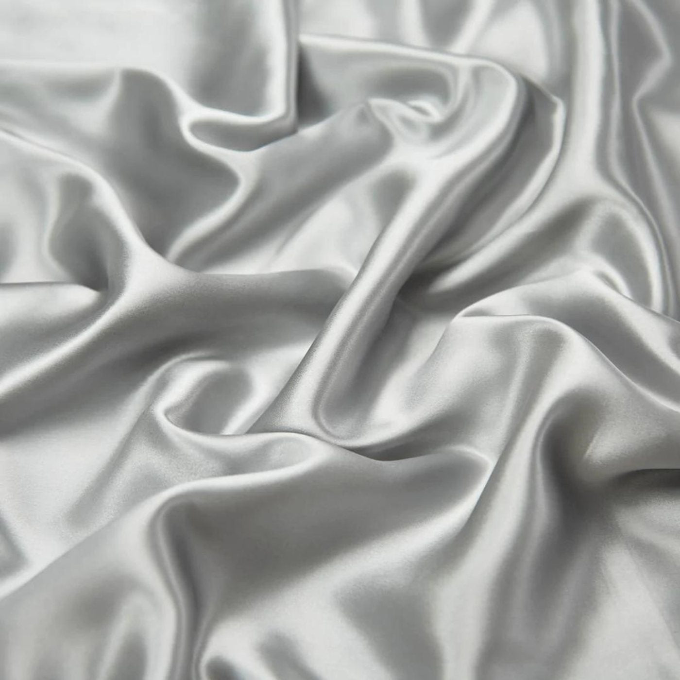 Luxury 4 Psc 22 Momme 100% Mulberry Silk Bedding Set Duvet Cover Fitted Sheet 2 Pillow Covers Cases in Silver Light Grey