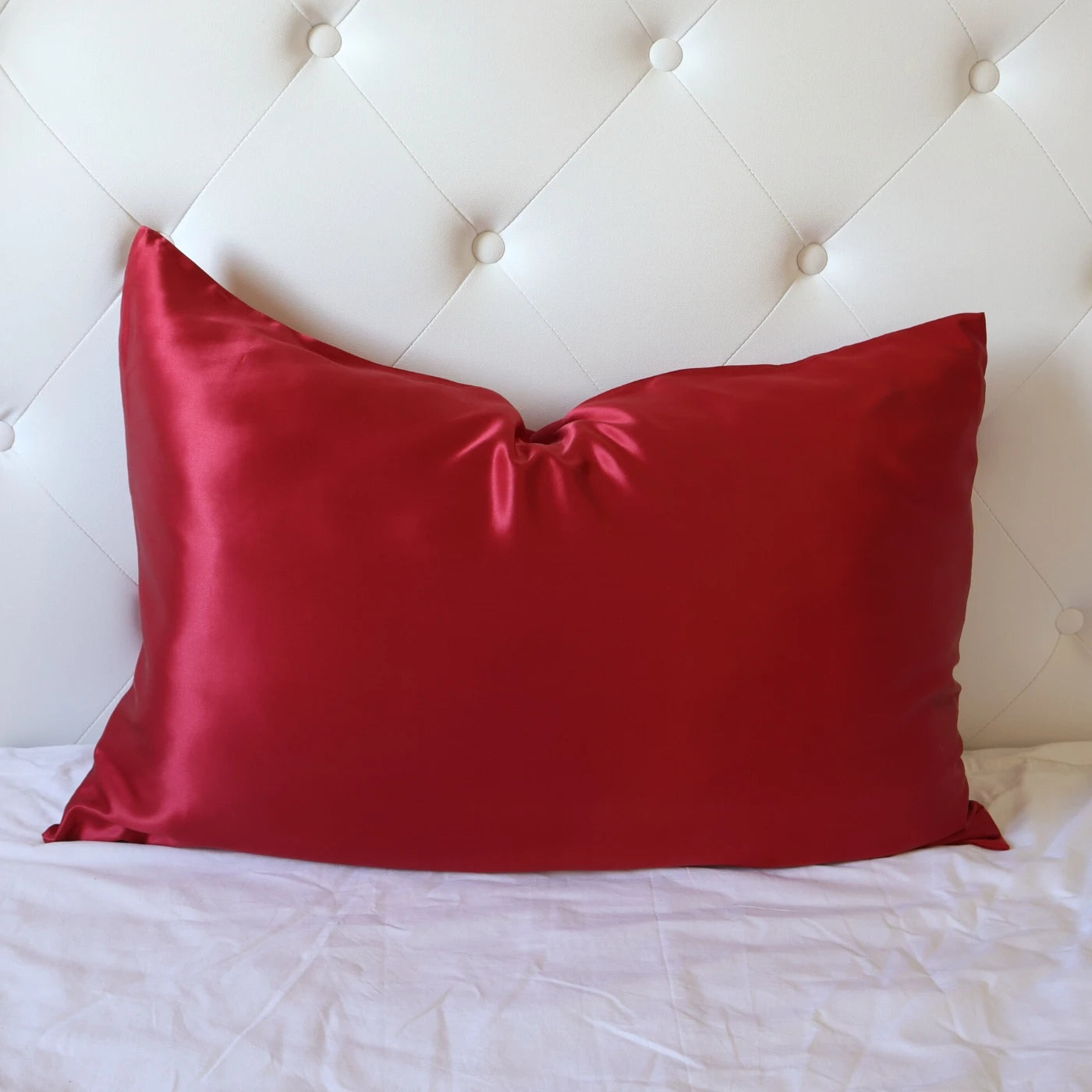 Mulberry Silk Pillowcase With Zipper, 22 Momme 6A Grade - Red