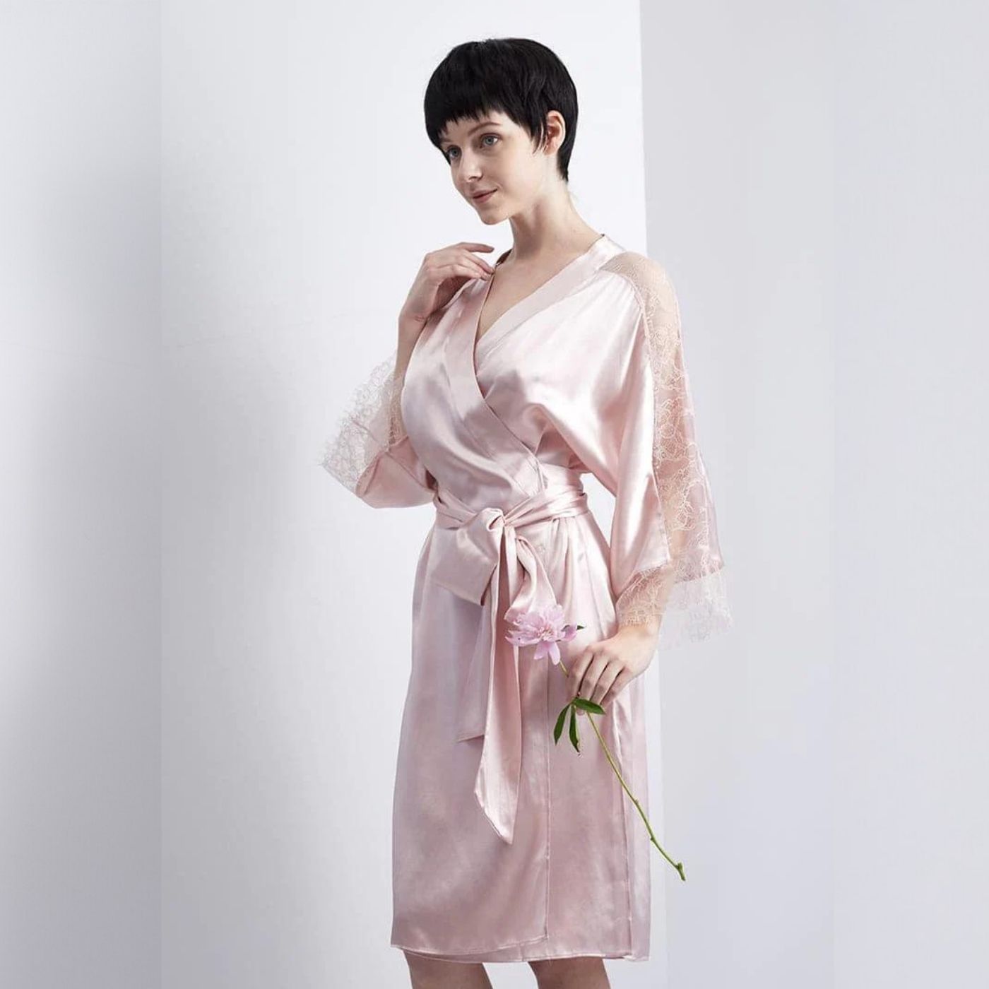Luxury Silk Robe for Women 100% Mulberry Silk 22 Momme Pink