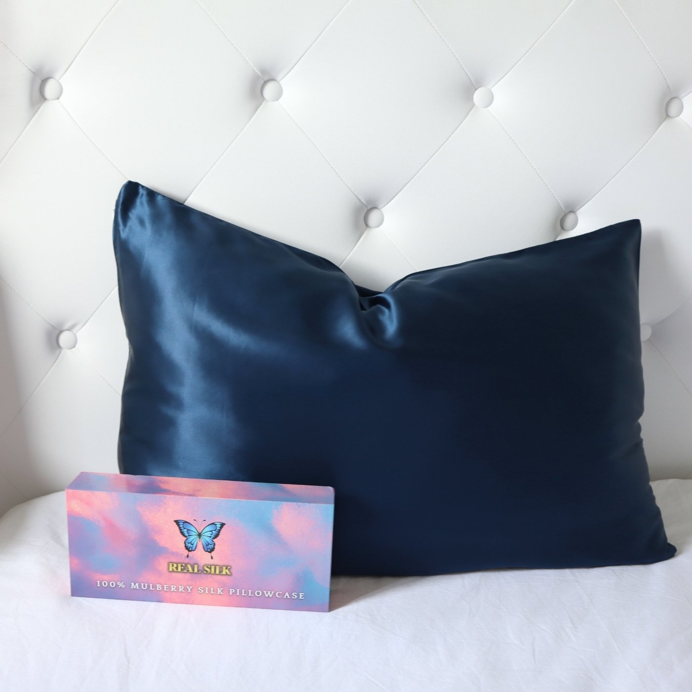 Blue silk outlet pillow