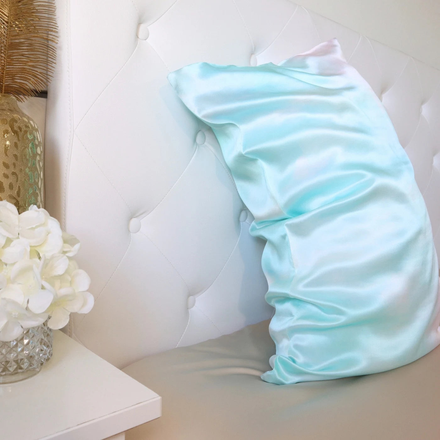Aqua Light Blue Pink Gradient Unicorn Real Silk Pillowcase 22 Momme MM Mulberry Silk Zipper UK Ireland