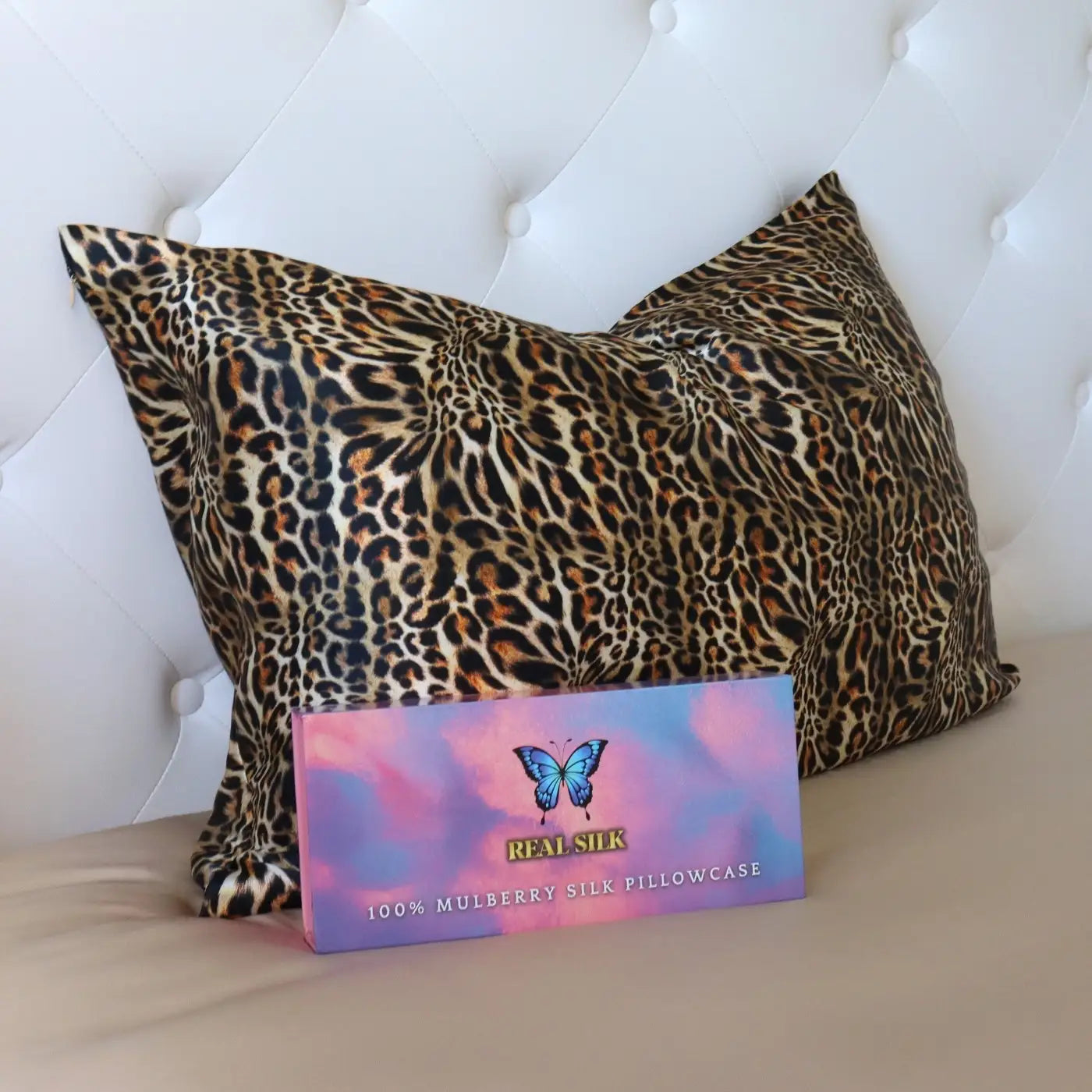 Leopard Real Silk Pillowcase With Zipper 22 Momme 6A Grade