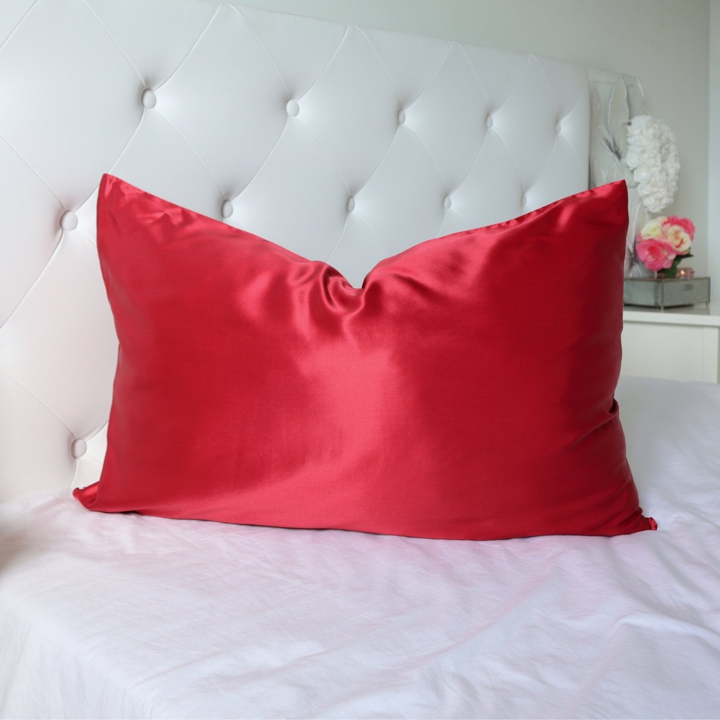 Red hot sale satin pillows