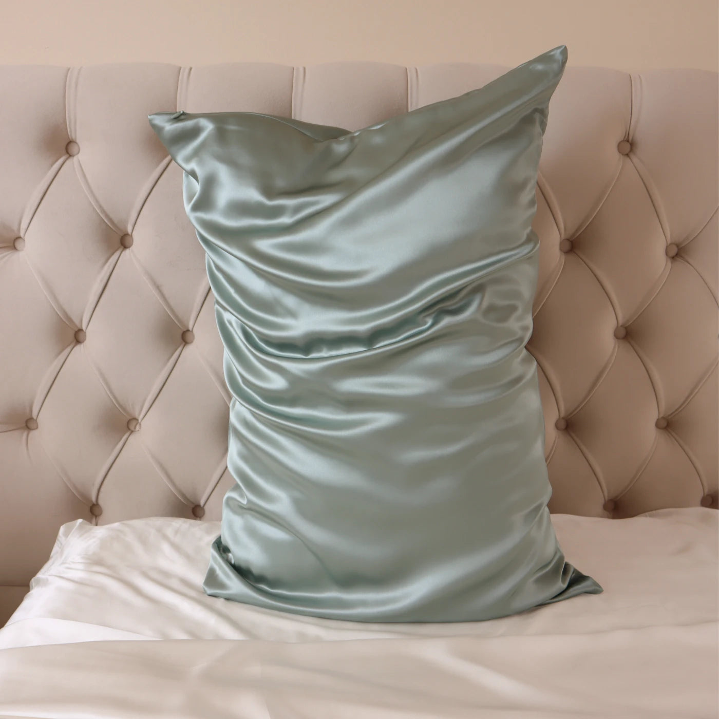Matcha Light Green 100% Real Mulberry Silk Pillowcase With Zipper 22 Momme 6A Grade Highest quality luxury silk pillows UK USA ES CA queen king standard
