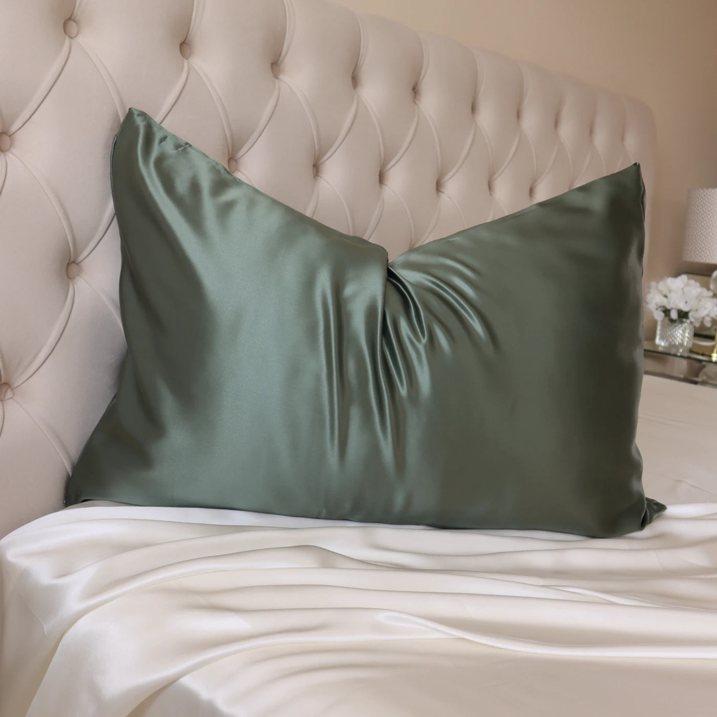 Olive Green 22 Momme Mulberry Silk Pillowcase