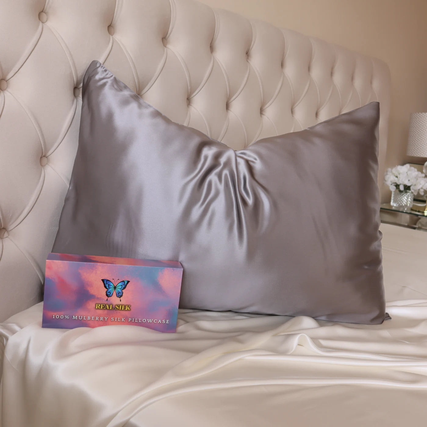 Grey 22 Momme Mulberry Silk Pillowcase