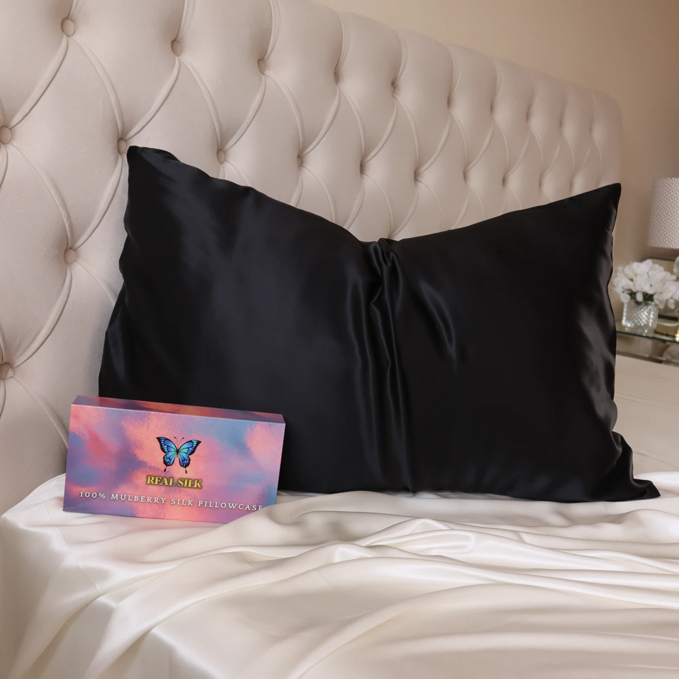 Black 22 Momme Mulberry Silk Pillowcase