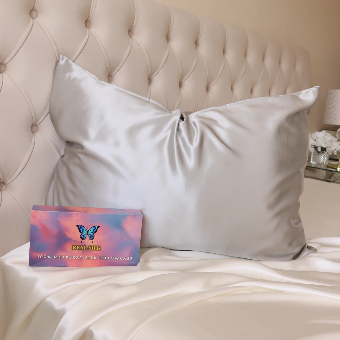 Silver 22 Momme Mulberry Silk Pillowcase