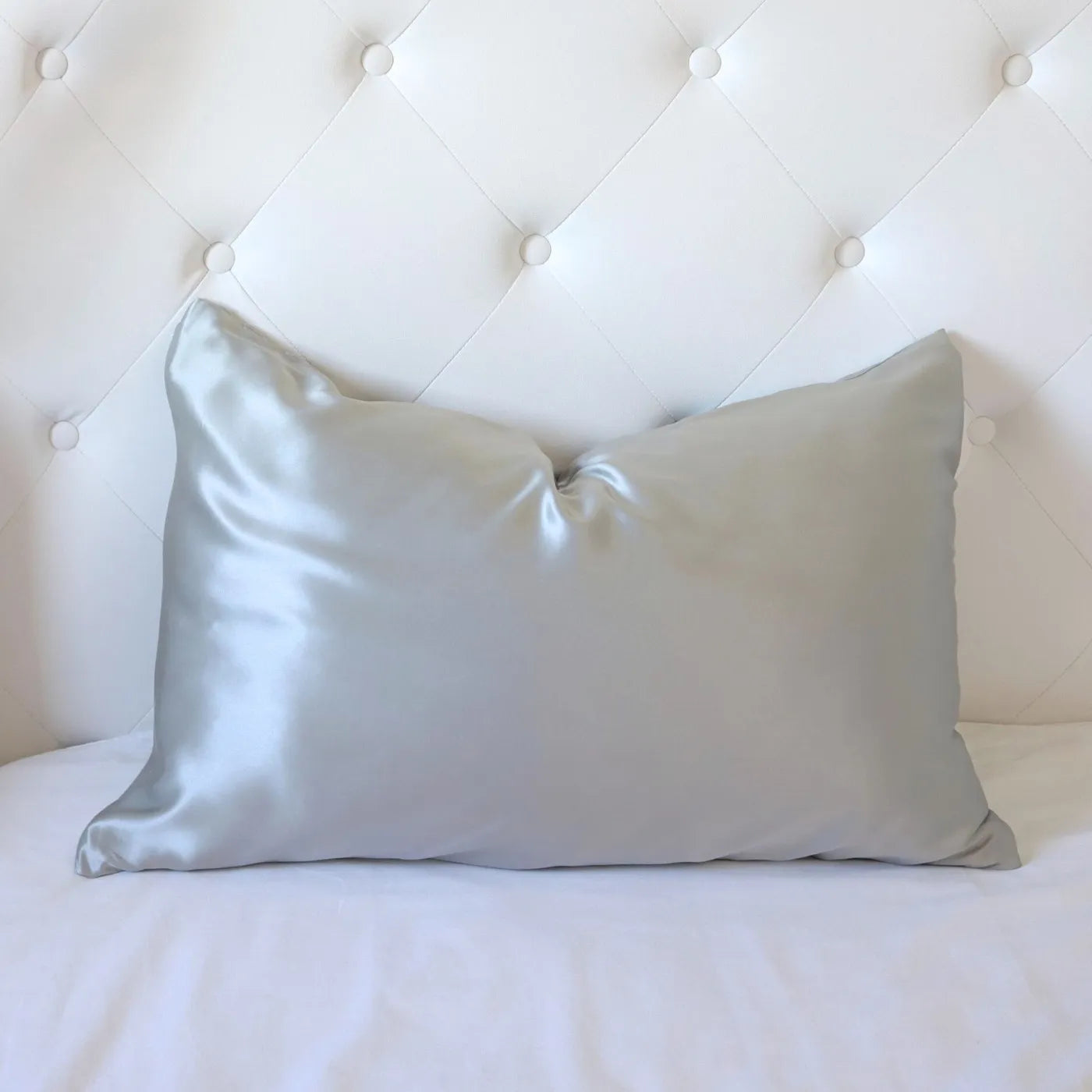 100% Real Mulberry Silk Pillowcase With Zipper 22 Momme 6A Grade Highest quality luxury silk pillows UK USA ES CA queen king standard light grey silver main