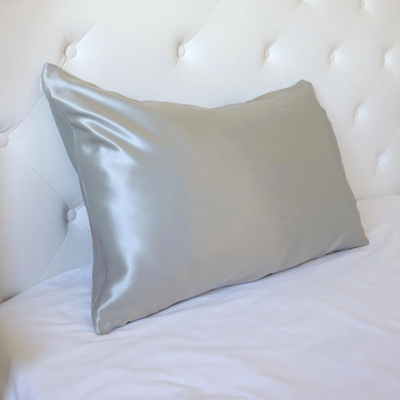 100% Real Mulberry Silk Pillowcase With Zipper 22 Momme 6A Grade Highest quality luxury silk pillows UK USA ES CA queen king standard light grey silver main